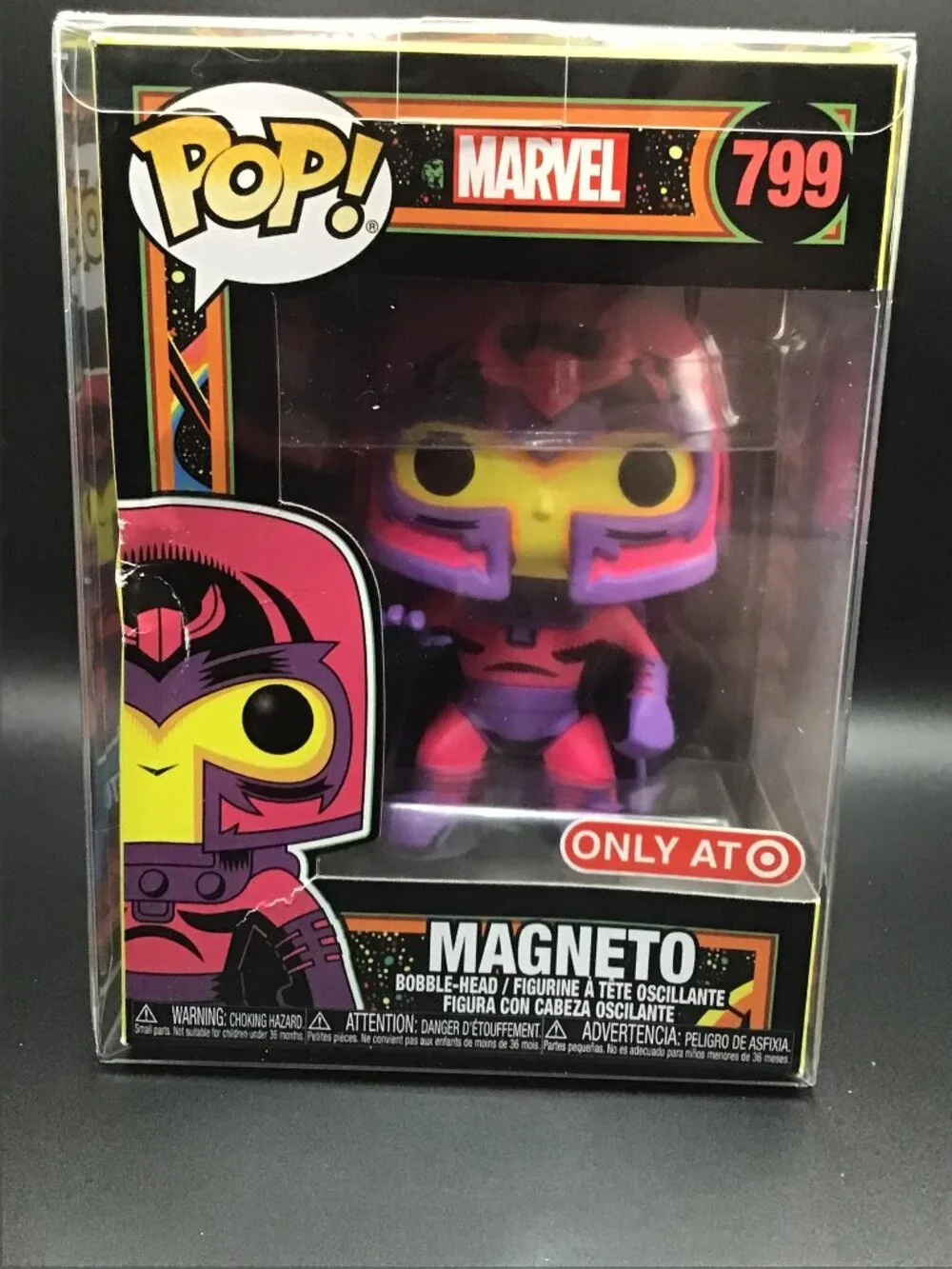 Funko Pop Marvel X-Men Magneto #799 Black Light Target Exclusive w/Pop Protector